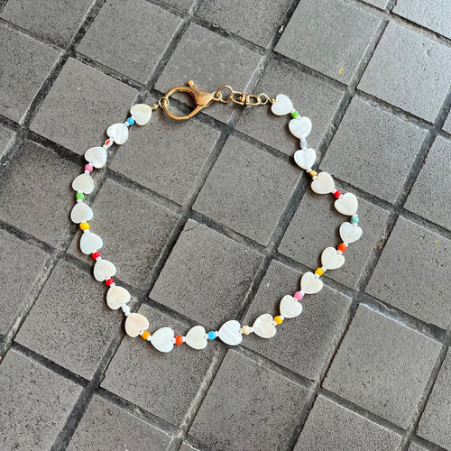 Hearts Necklace with Multicolored Beads
