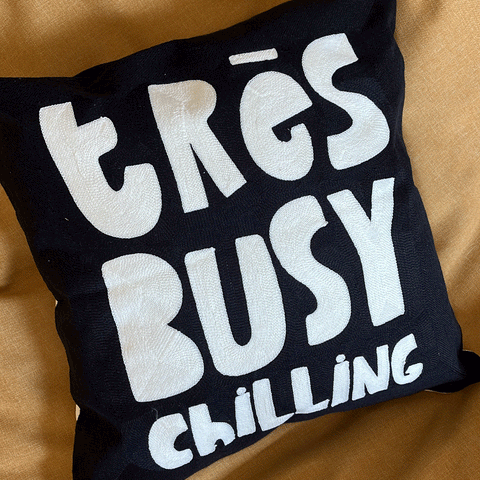 Embroidered Cushion Cover Très Busy Chilling