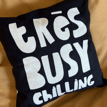 Load image into Gallery viewer, Embroidered Cushion Cover Très Busy Chilling