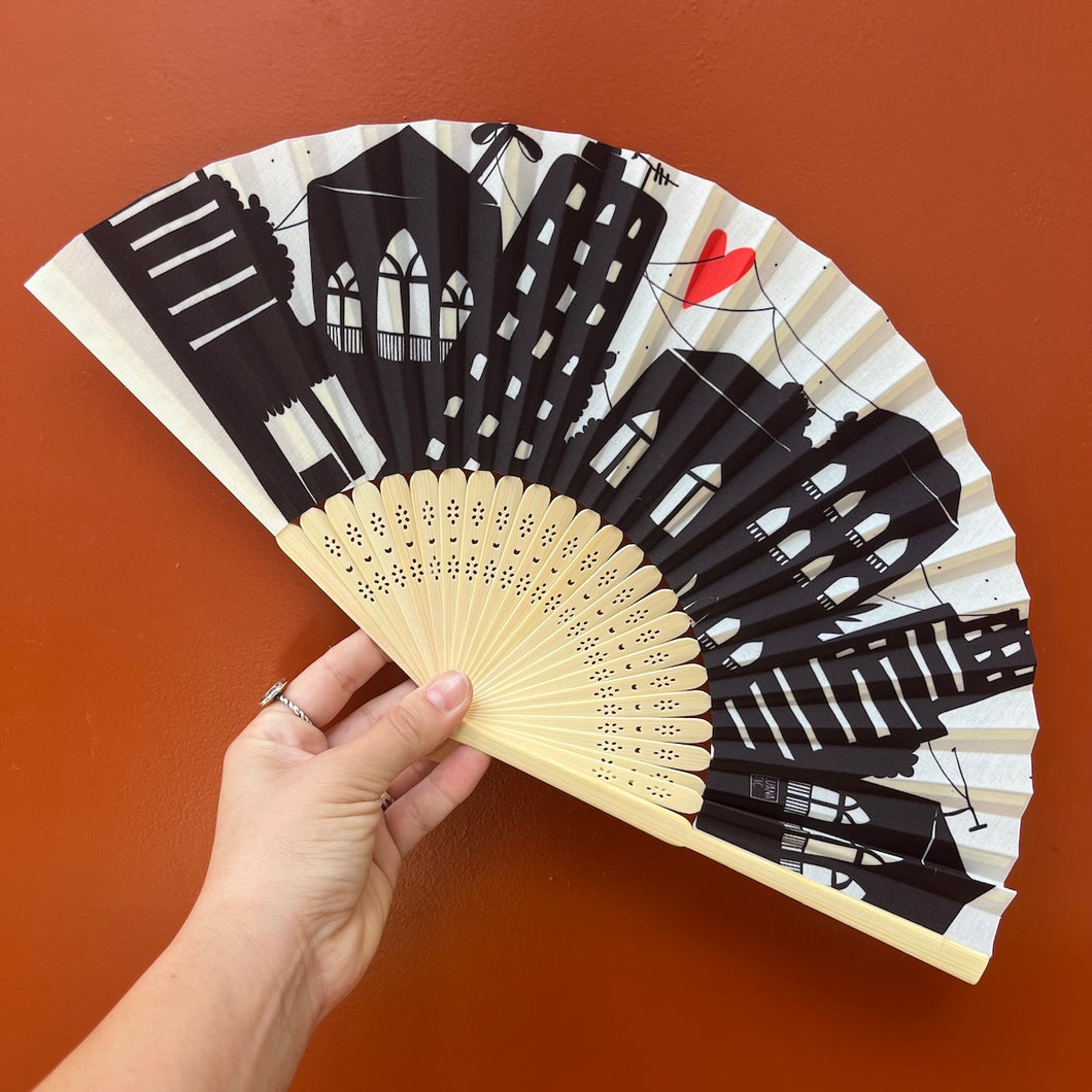 Bamboo Hand Fan Beirut Silhouette