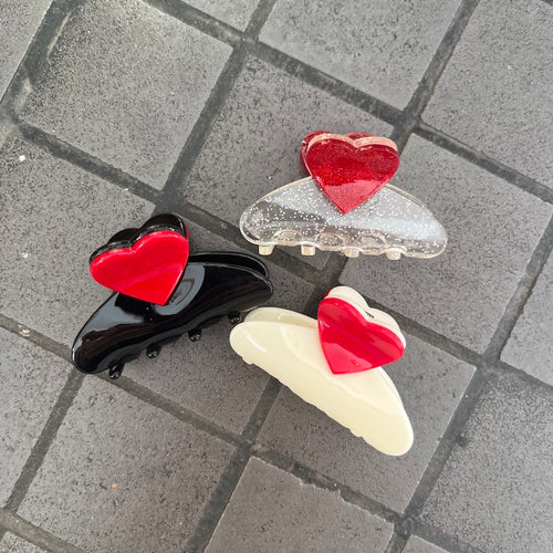 Heart-Topped Hair Clips
