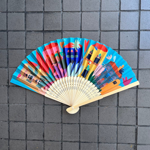 Bamboo Hand Fan Beirut Bloom