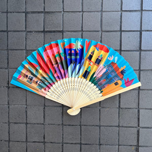 Bamboo Hand Fan Beirut Bloom