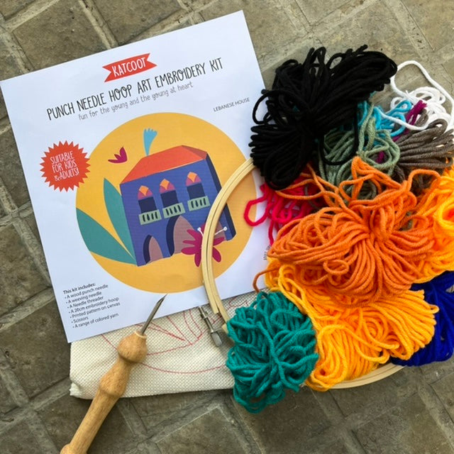 Punch Needle Embroidery Hoop Kit - Lebanese House