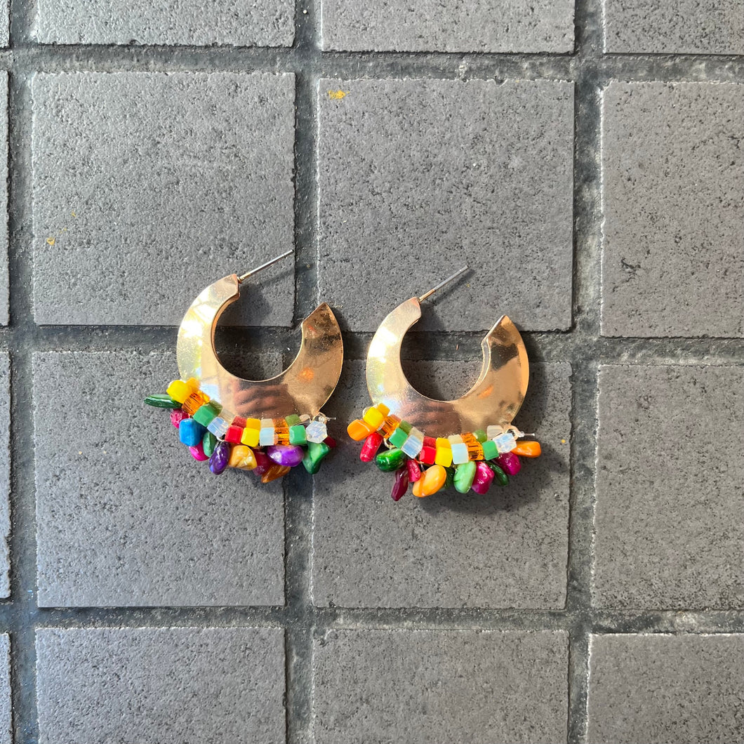 Beaded Gold Hoop Earrings
