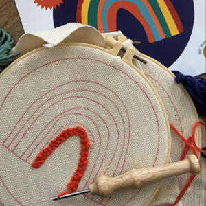 Punch Needle Embroidery Hoop Kit - Rainbow